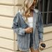 Women's Distressed Denim Jacket Oversized Long Sleeve Coat Streetwear Fall Fashion Loose Fit Casual Outerwear_mkmklike.com