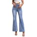 Voya Popular Women's Fashion And Personality Women's Autumn And Winter New Item Elastic Slim Fit Denim Bell Bottom Pants_mkmklike.com
