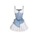 Women's Clothing New Fashion Sexy Suspenders Satin Splicing Denim Skirt Suit Two Piece Suit_mkmklike.com