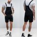 Men's Clothing Denim White Black Rim Shorts Jumpsuit Overalls_mkmklike.com