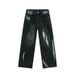 EF JEANS | 2025 Spring New American High Street Vibe Black And Gray Graffiti Drape Loose Straight Jeans_mkmklike.com