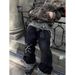 Men's Camouflage Patchwork Ripped Jeans Loose Straight Leg Slightly Flared Floor Length Trousers Autumn Street Style_mkmklike.com