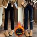 Black Straight-Leg Jeans For Women, Fleece-Lined, New Spring And Autumn Style, Plus Size, High Waist, Slimming, Short,_mkmklike.com