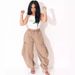 Women's Clothing Street Casual Pleated Lace Up Elastic Waist Harem Pants_mkmklike.com