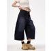 American Street Style Embroidered High-Waisted Slimming Loose Wide-Leg Jeans Unisex Scimitar Cropped Pants_mkmklike.com