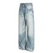 Vintage Washed Light Blue Straight Fit Jeans For Men - Classic Retro Style With Distressed Cat Whisker Details_mkmklike.com