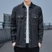 K Men's Denim Long Sleeved Shirt Cardigan Shirt Slim Fit Casual Jacket. No Accessories_mkmklike.com