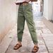 Women's Stretch Mid-Rise Straight Leg Jeans - Green Button Detail With Slant Pockets (S-XXL, All-Season Comfort)_mkmklike.com