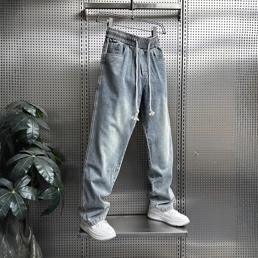 Men's Trendy Loose Fit Washed Jeans - Streetwear Hip Hop Style Comfortable Straight Leg Casual Pants_mkmklike.com