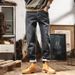 Large Size Men's Clothing Quality Autumn And Winter Towel Bottom Embroidered Jeans Men Plus Fat Plus Size Slim Fit Fat Jeans Men_mkmklike.com
