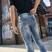 Men's Slim Fit Snow Wash Denim Jeans - Straight Leg Stretch Cotton Casual Pants For Streetwear_mkmklike.com