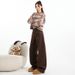 Thick Velvet Maillard Brown Wide-leg Jeans Women, 2025 Autumn And Winter New Style, High Street, Long-length Pants For_mkmklike.com