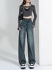 Wide-leg Pants, Vintage Straight-leg Jeans For Women, Summer Thin Style, 2023 New Model, High-waisted, Loose-fitting,_mkmklike.com
