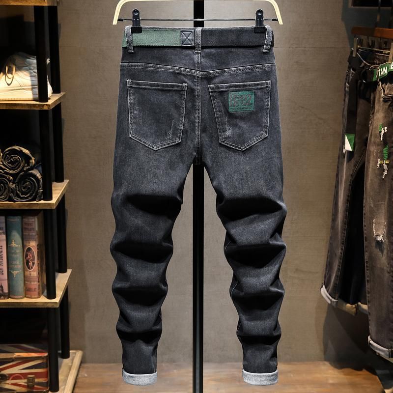 High End Slim Fit Jeans for Men Stretchy Casual Versatile Black Denim Spring Autumn Trendy Clothing_mkmklike.com