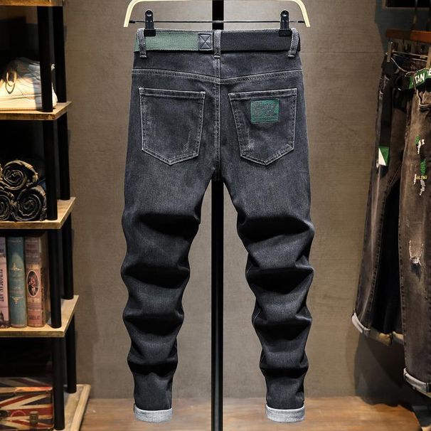 High End Slim Fit Jeans for Men Stretchy Casual Versatile Black Denim Spring Autumn Trendy Clothing_mkmklike.com
