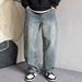 Men's Clothing Jeans For Men High Street Fashion Brand Washed Distressed Scimitar Pants Versatile Loose Straight Casual Trousers For Men_mkmklike.com