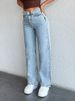 High Waist Straight Leg Jeans For Women - Light Blue Denim Pants With Mid-Stretch & Wrinkle-Free Finish (Classic Fit, Size XS-6XL)_mkmklike.com