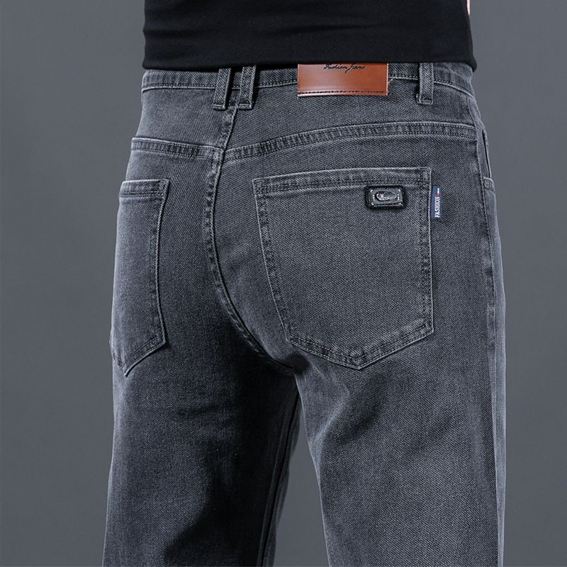 Men's plus Size Stretch Denim Jeans Loose Fit Straight Leg Casual Style Thickened Durable for Autumn Winter Work Safety_mkmklike.com