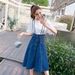 Denim Summer 2025 New Korean Edition Small Fresh Medium Long College Style Half Length Skirt Strap Dress_mkmklike.com