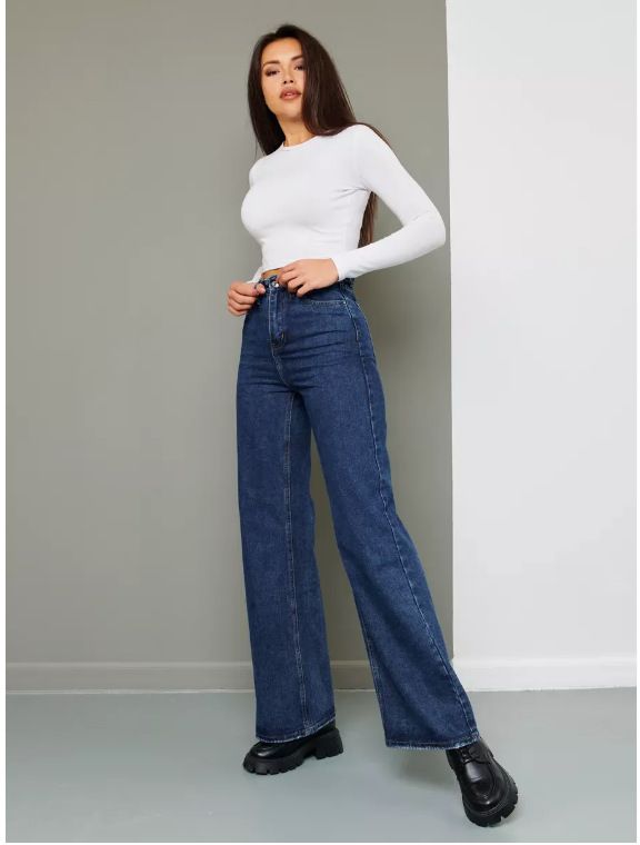 Classic Straight-Leg Women's Jeans – Premium Cotton Denim, Comfort Fit, Dark Blue (Sizes 25-32)_mkmklike.com