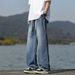 Men's Tencel Jeans – Summer Straight-Leg Relaxed Fit Pants With Airflow Fabric, Lightweight & Draped Wide-Leg Design, Casual Breathable Trousers_mkmklike.com