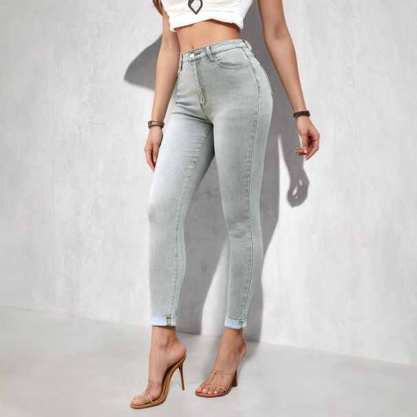 Women's High-Waisted Skinny Jeans Stretchy Slim Fit Denim Relaxed Everyday Wear Versatile Comfortable Feshion Trend_mkmklike.com