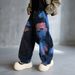 Men's Black Graffiti Jeans - Loose Fit Straight Leg Denim With Urban Color Block Design_mkmklike.com