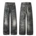 Men's High-End Feel Straight Leg Jeans High Street Style Hand Washed Whisker Texture Loose Fit Denim_mkmklike.com