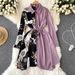 Women's Clothing printed splicing temperament long sleeved dress _mkmklike.com