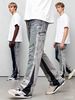 Patched Layered Flare Cargo Jeans For Men - Elastic High-Waisted Denim Pants Ins Trendy Streetwear_mkmklike.com