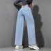 2025 Spring New American Style Wide-Leg For Women Light Wash Loose Slimming Floor-Length Jeans_mkmklike.com