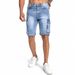 Men's Clothing American Style Multi-Pocket Denim Shorts Mid Waist Black Blue Slightly Elastic 5-Point Workwear Casual Shorts_mkmklike.com