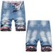 "Men's Distressed Denim Shorts – Vintage Washed Five-Pocket Streetwear With Mid Waist Comfort (Sizes 28-42, Blue/Black)"_mkmklike.com