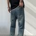 Men's Clothing Heavy Embroidery Straight Pants Washed Jeans Men's High Street Fashion Retro Loose Casual Mopping Trousers_mkmklike.com