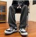 Men's Summer Elastic Waist Straight Leg Jeans Trendy Retro Japanese Style Casual Slimming Wide Leg Trousers_mkmklike.com