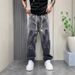 Streetwear Splatter Paint Jeans – Unisex High-Waisted Wide Leg Denim With Graffiti Wash (M-3XL, 90s Hip Hop, Distressed Hem, Vintage Baggy Fit)_mkmklike.com