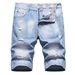 Men's Distressed Denim Shorts – Light Blue Cotton Summer Casual Mid-Rise (29-42) Artisan Distressing_mkmklike.com