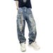 Spring And Autumn American Casual Handsome Washed Retro Workwear Jeans Men's Straight Loose High Street Tapered Pants Trend_mkmklike.com