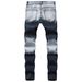 Men's Slim Fit Ripped Jeans - Stretch Denim Pants With Distressed Details, Straight Leg & Mid Rise For Casual Wear (Blue Grey, Sizes 28-40)_mkmklike.com