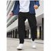 Men's Black Stretch Jeans Mid Waist Straight Pants Long Trousers Softener Fabric Machine Washable_mkmklike.com