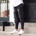 Men's Multi-Pocket Stretch Jeans - Slim Fit Workwear Denim Pants With Zipper Details (Black/Blue, S-XXXL)_mkmklike.com