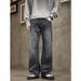 Men's Retro High Street Flared Jeans - Classic Black Straight-Leg Denim Pants For Casual Wear (Sizes 28-36)_mkmklike.com