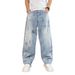 Men's Wide Leg Ripped Jeans American High Street Style Casual Spring Summer Trendy Loose Straight Polka Dots Jeans_mkmklike.com