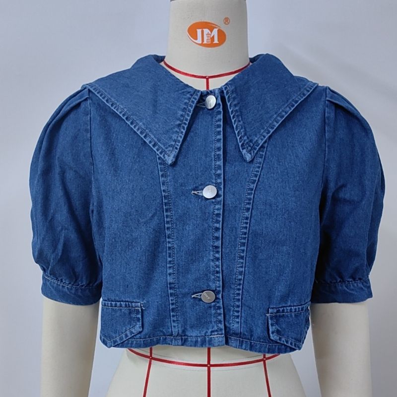 K Women's New Style Denim Jacket With Sailor Collar_mkmklike.com