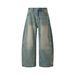 BEFEARLESS Vintage Washed Distressed Denim Jeans For Men & Women - Relaxed Wide-Leg Banana Fit Retro Streetwear Pants_mkmklike.com