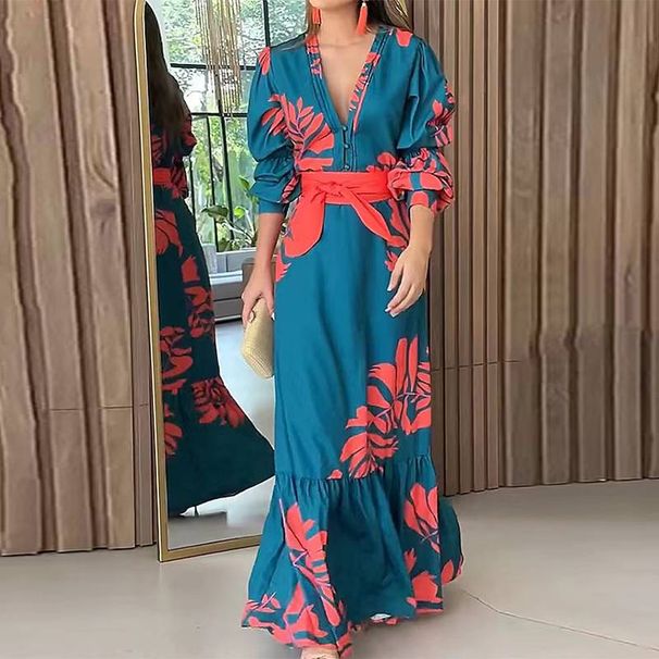 Women's Clothing new Bohemian style fashion print long sleeved dress for women_mkmklike.com