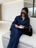 Women's Denim Two-Piece Suit - Long Sleeve Jacket With Collar & Pockets + Belted Straight-Leg Pants (Casual Chic, Office Wear, Stretch Comfort Fit)_mkmklike.com