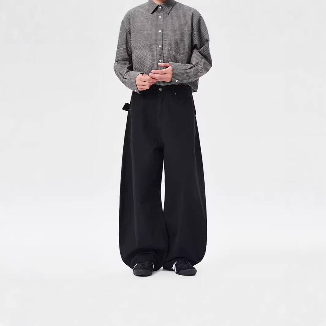 Urban Streetwear Distressed Denim Pants With Metal Studs & Flared Legs For Men & Women - High Waist Wide Leg Jeans In Black & White_mkmklike.com