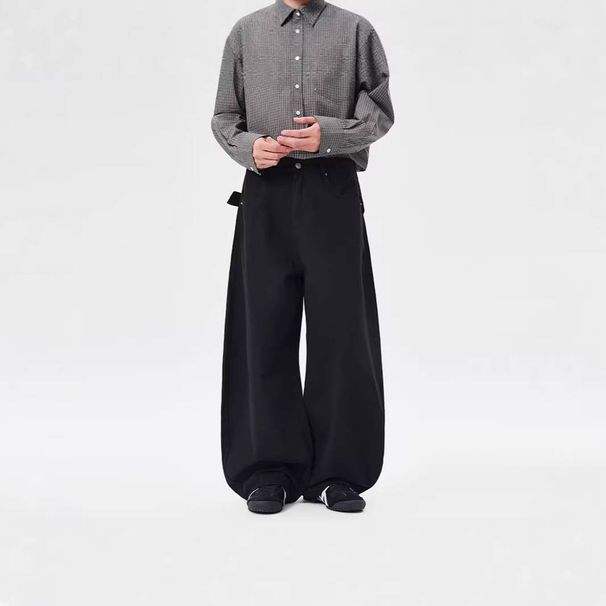 Urban Streetwear Distressed Denim Pants With Metal Studs & Flared Legs For Men & Women - High Waist Wide Leg Jeans In Black & White_mkmklike.com