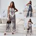 Women's clothing new fashion printed suspenders chest wrap + positioning flower pants suit_mkmklike.com
